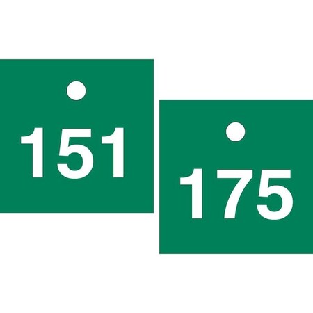 Accuform Numbered Safety Tags, HS-Laminate, 4-3/4 in W, 25 PK TDY247GN